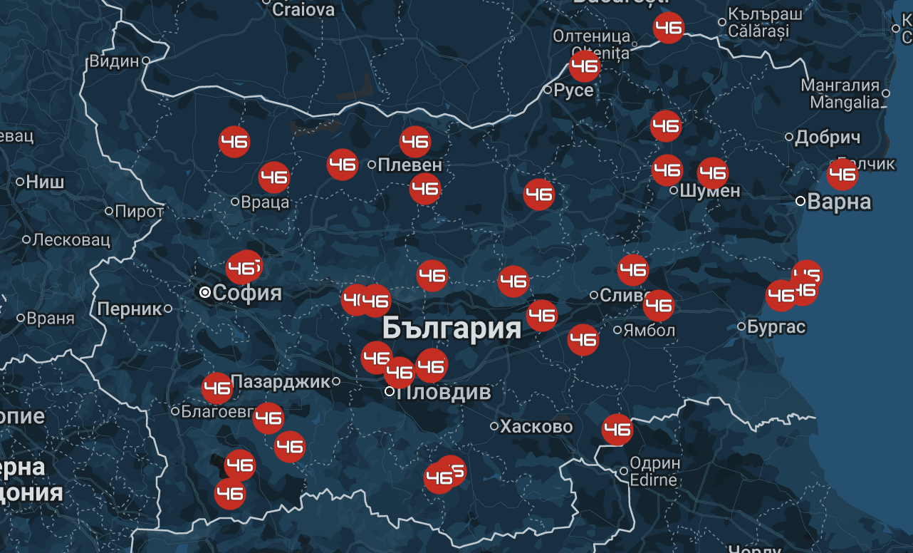 Карта на монтажните центрове Garage46 за LED крушки и автомобилно осветление в България
